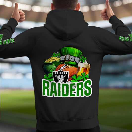Las Vegas Raiders St Patrick’s Day Collection Multi-Pockets Zip Hoodie AZTNMZHD000122