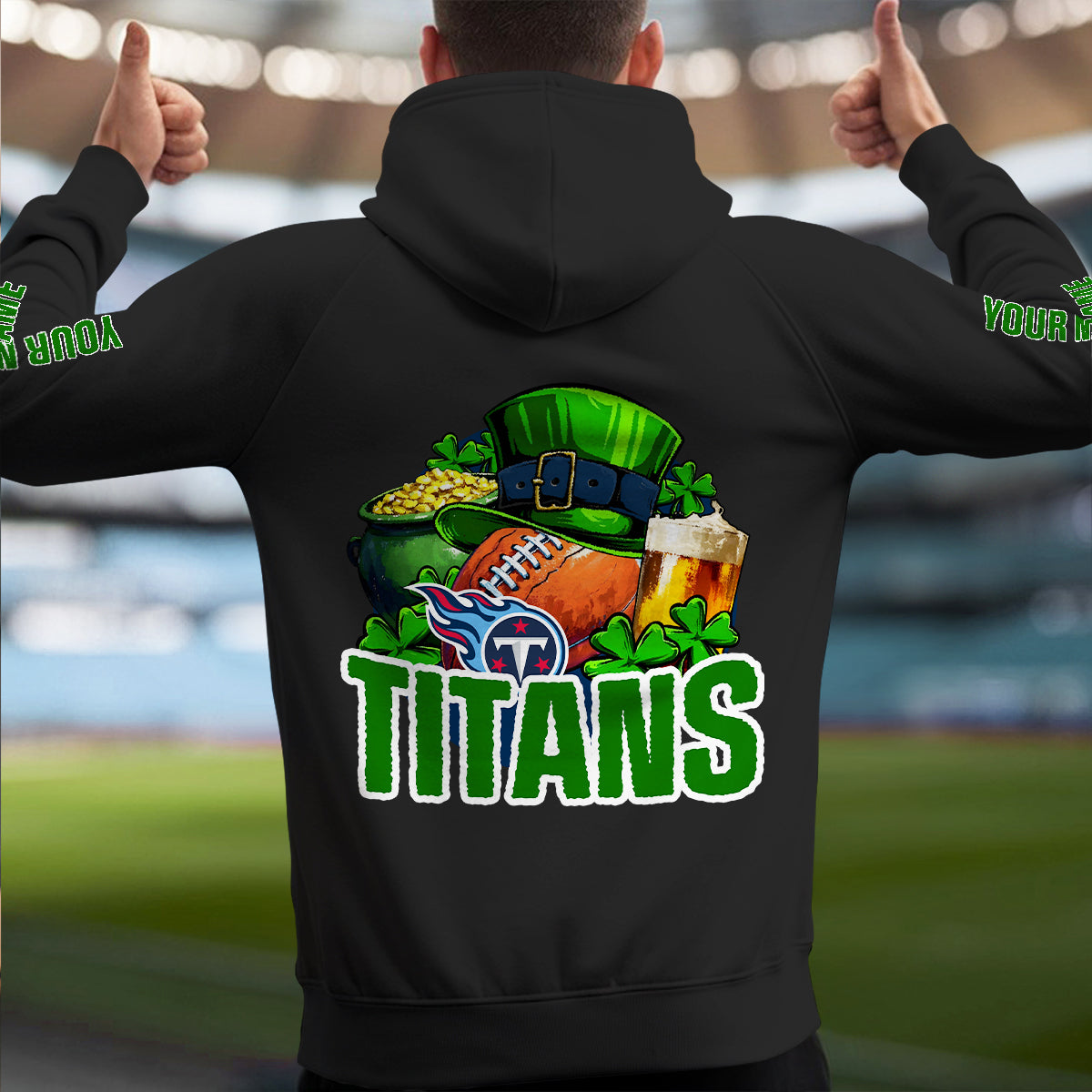 Tennessee Titans St Patrick’s Day Collection Multi-Pockets Zip Hoodie AZTNMZHD000128