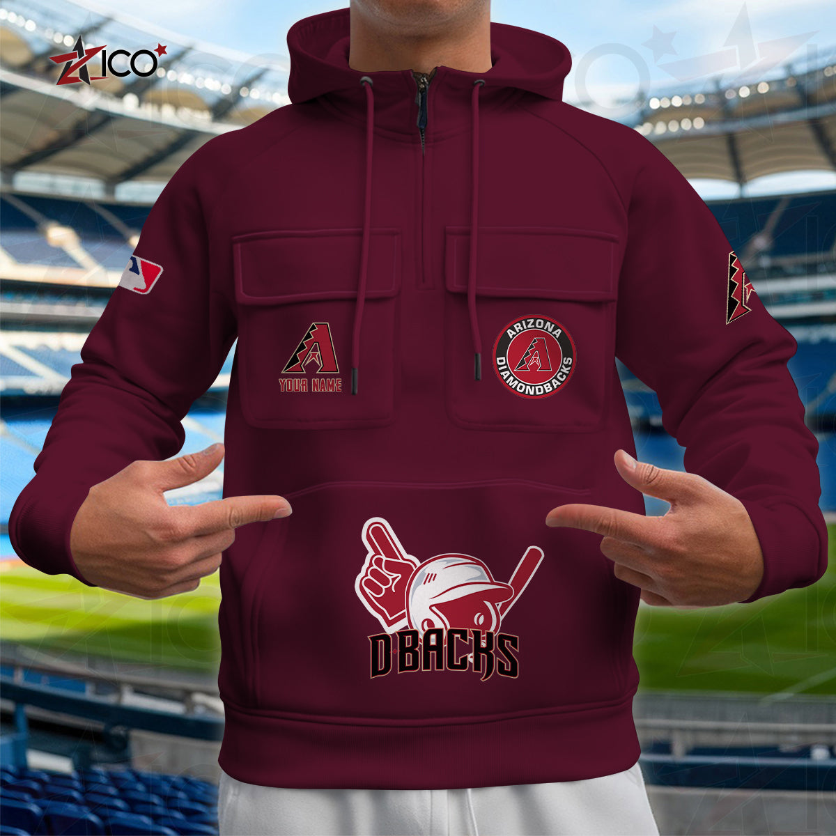 Arizona Diamondbacks New Collection Multi-Pockets Zip Hoodie MLB AZTNMZHD000191