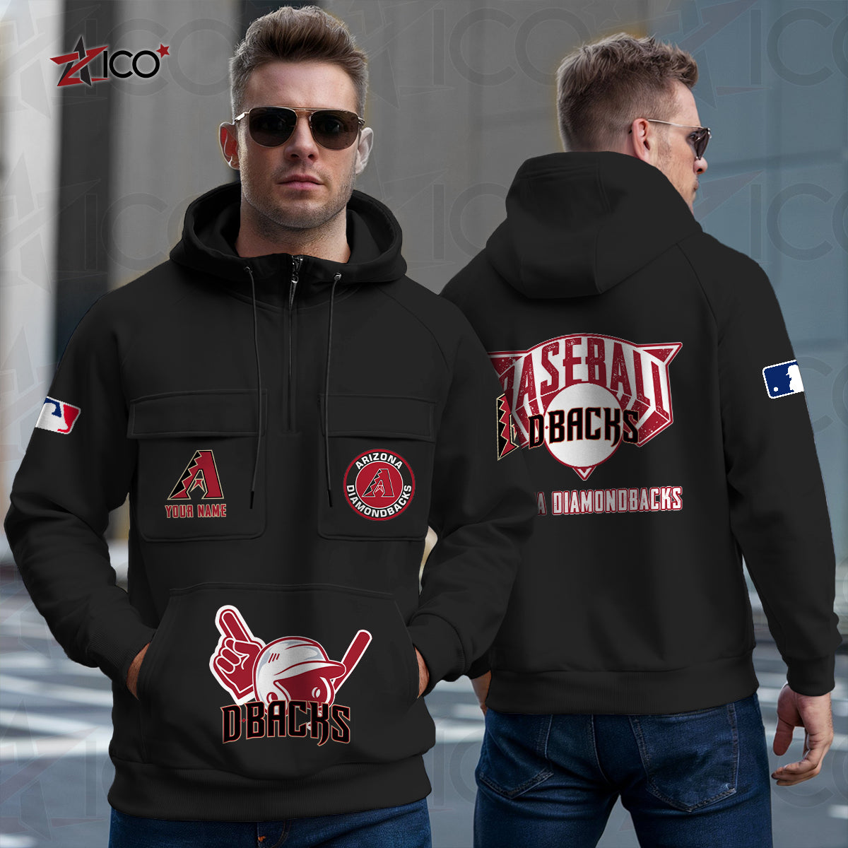 Arizona Diamondbacks New Collection Multi-Pockets Zip Hoodie MLB AZTNMZHD000191