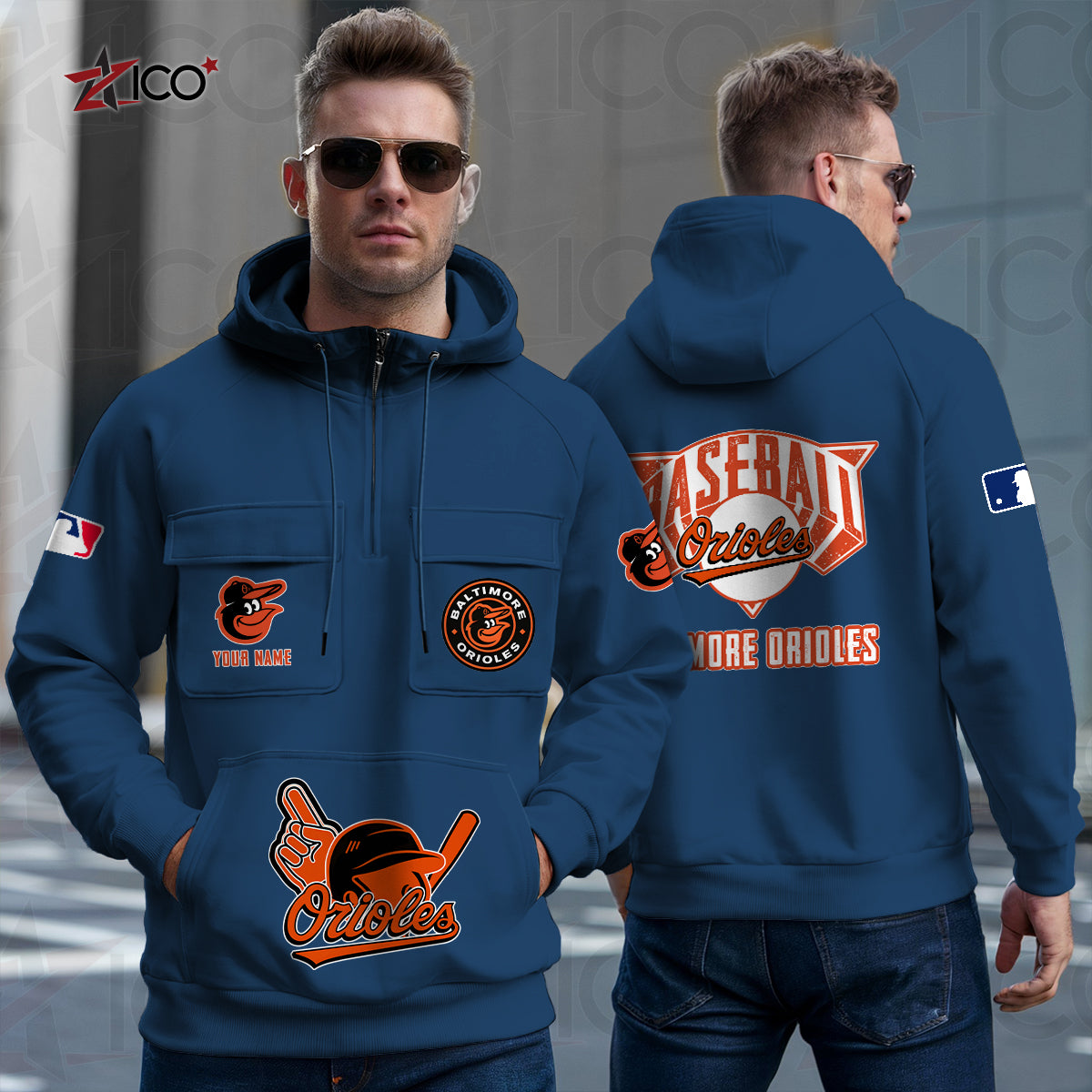 Baltimore Orioles New Collection Multi-Pockets Zip Hoodie MLB AZTNMZHD000193