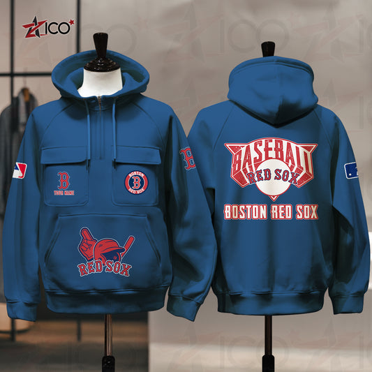 Boston Red Sox New Collection Multi-Pockets Zip Hoodie MLB AZTNMZHD000194