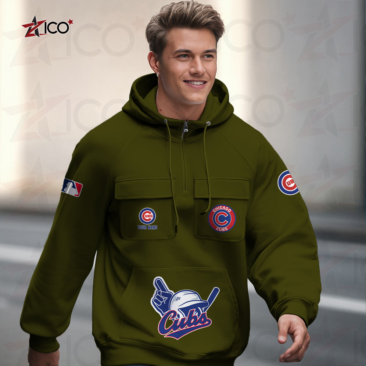 Chicago Cubs New Collection Multi-Pockets Zip Hoodie MLB AZTNMZHD000195