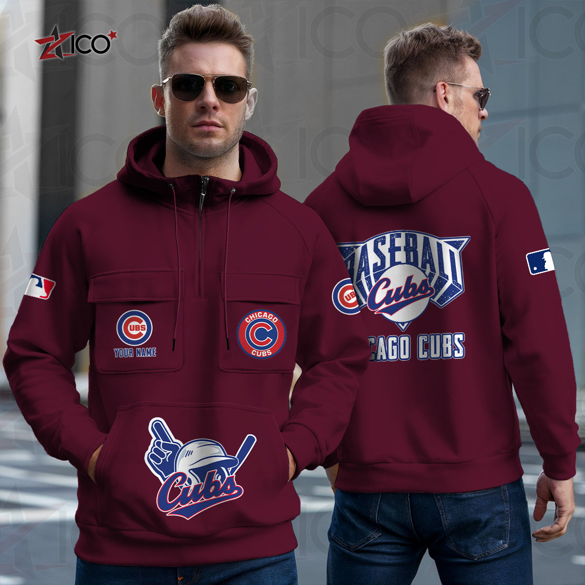 Chicago Cubs New Collection Multi-Pockets Zip Hoodie MLB AZTNMZHD000195