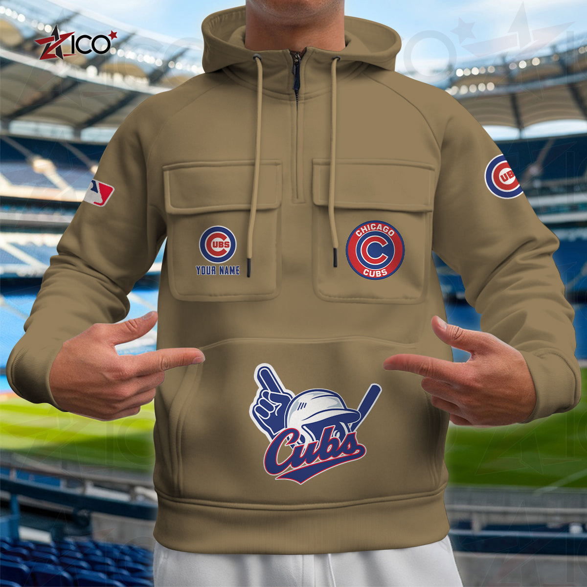 Chicago Cubs New Collection Multi-Pockets Zip Hoodie MLB AZTNMZHD000195