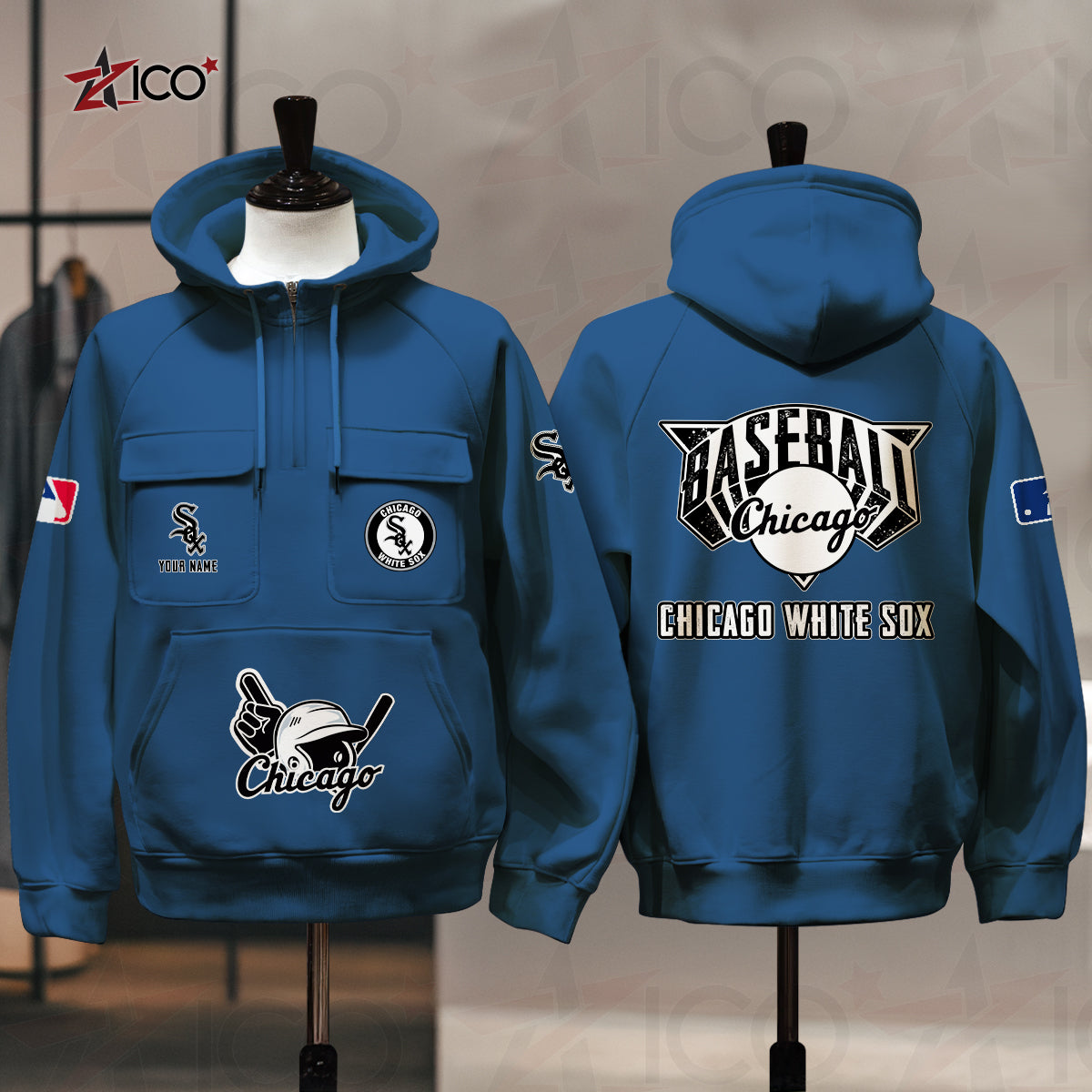 Chicago White Sox New Collection Multi-Pockets Zip Hoodie MLB AZTNMZHD000196