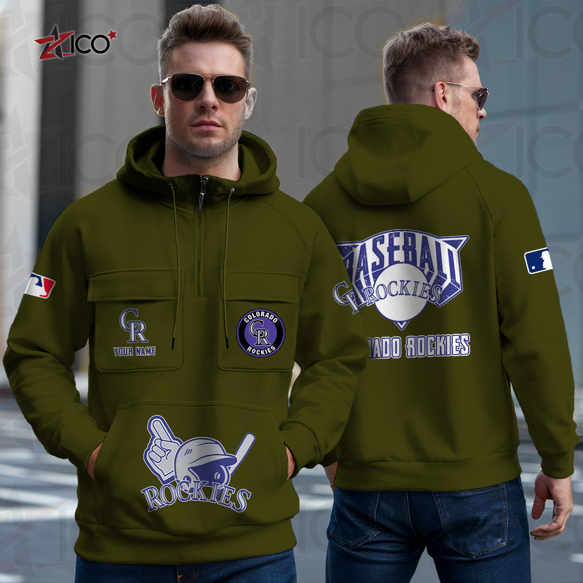 Colorado Rockies New Collection Multi-Pockets Zip Hoodie MLB AZTNMZHD000199