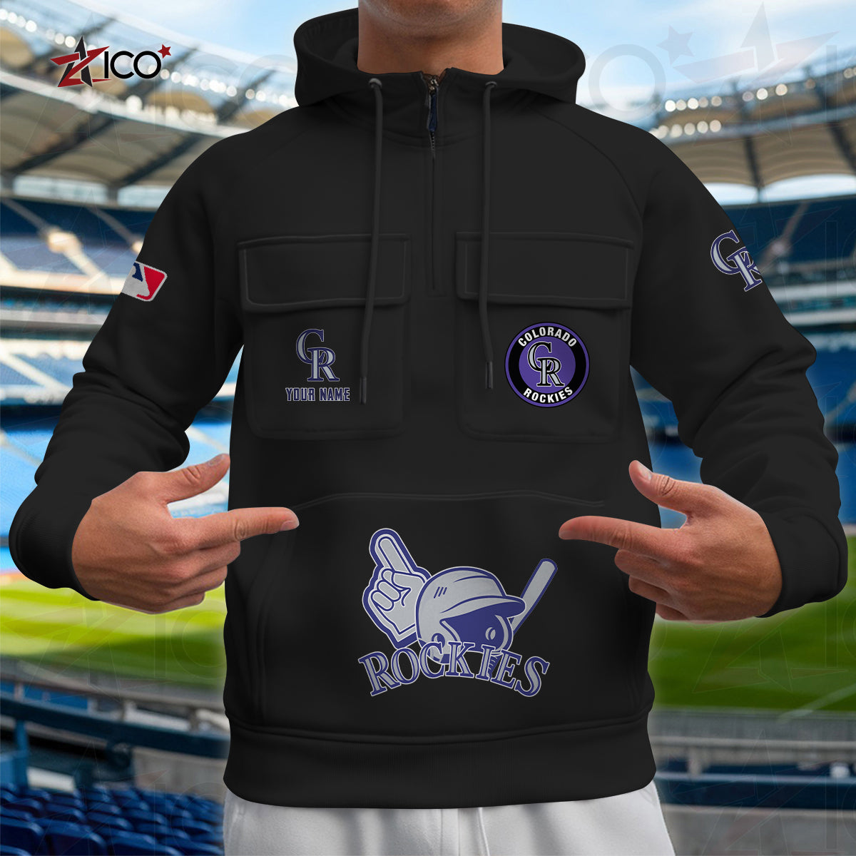 Colorado Rockies New Collection Multi-Pockets Zip Hoodie MLB AZTNMZHD000199