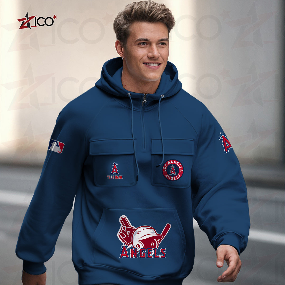 Los Angeles Angels New Collection Multi-Pockets Zip Hoodie MLB AZTNMZHD000203