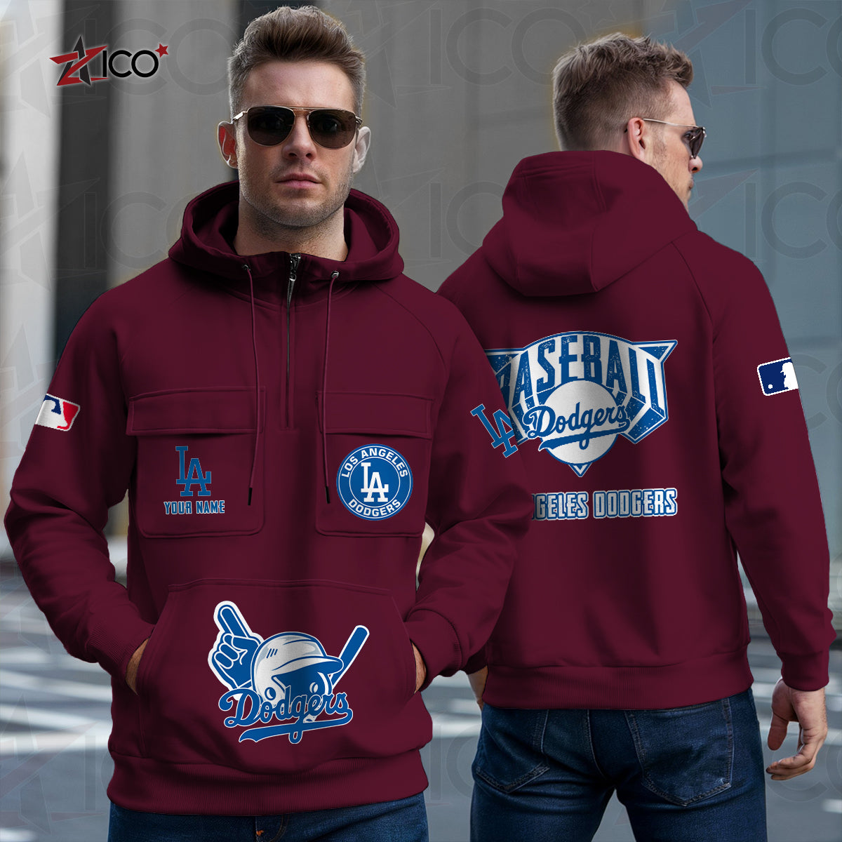 Los Angeles Dodgers New Collection Multi-Pockets Zip Hoodie MLB AZTNMZHD000204