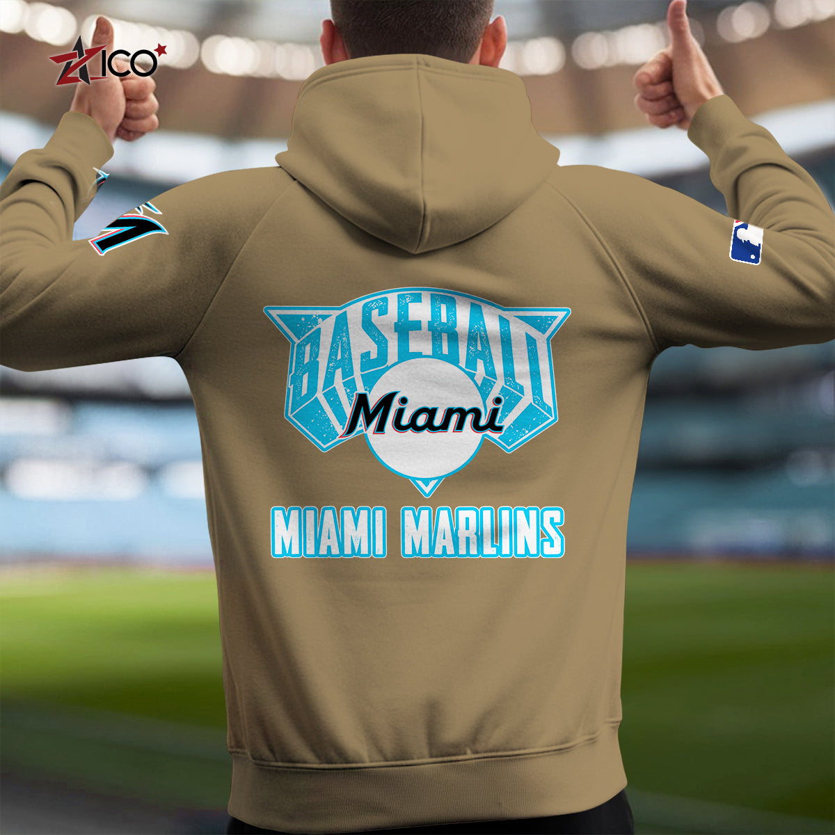 Miami Marlins New Collection Multi-Pockets Zip Hoodie MLB AZTNMZHD000205