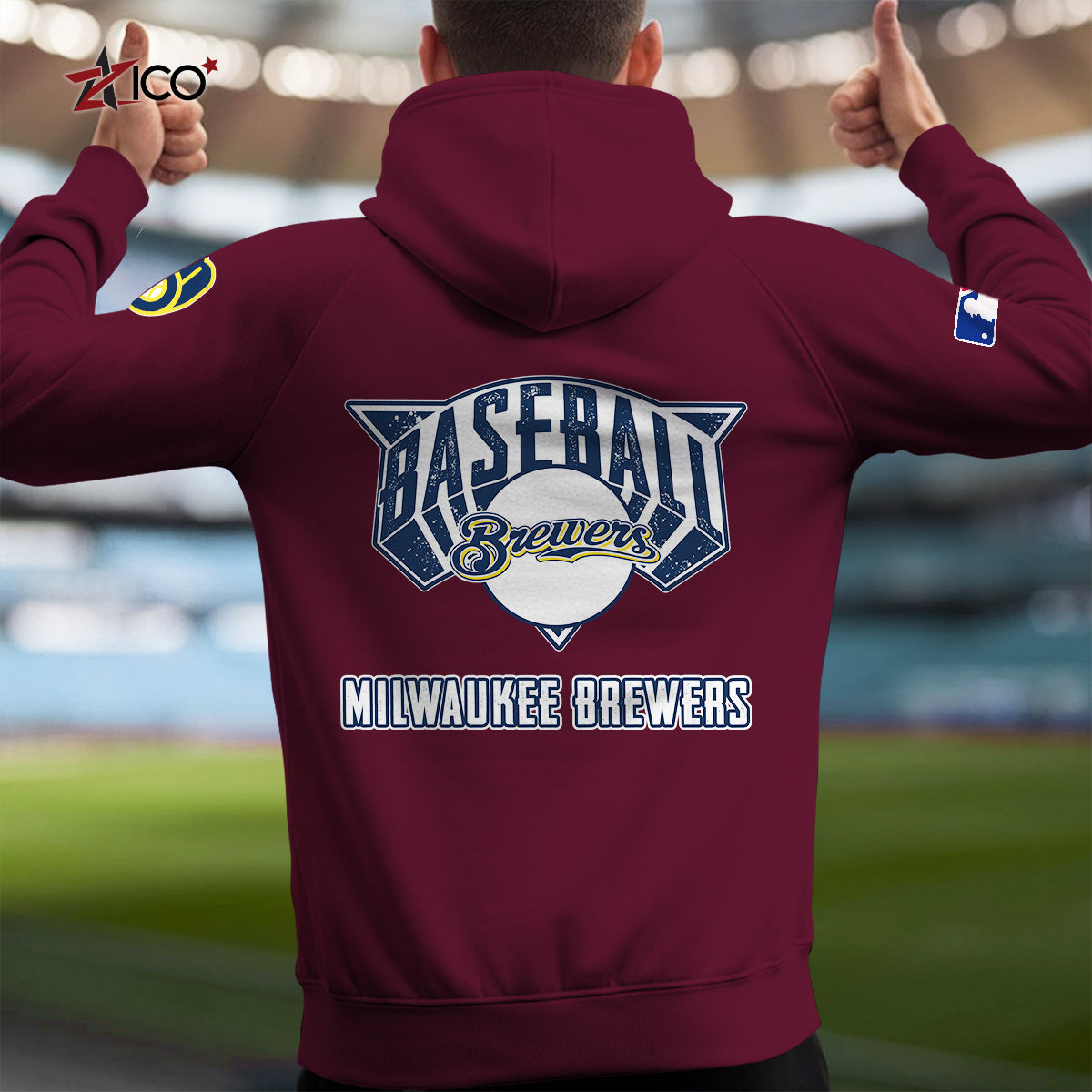 Milwaukee Brewers New Collection Multi-Pockets Zip Hoodie MLB AZTNMZHD000206