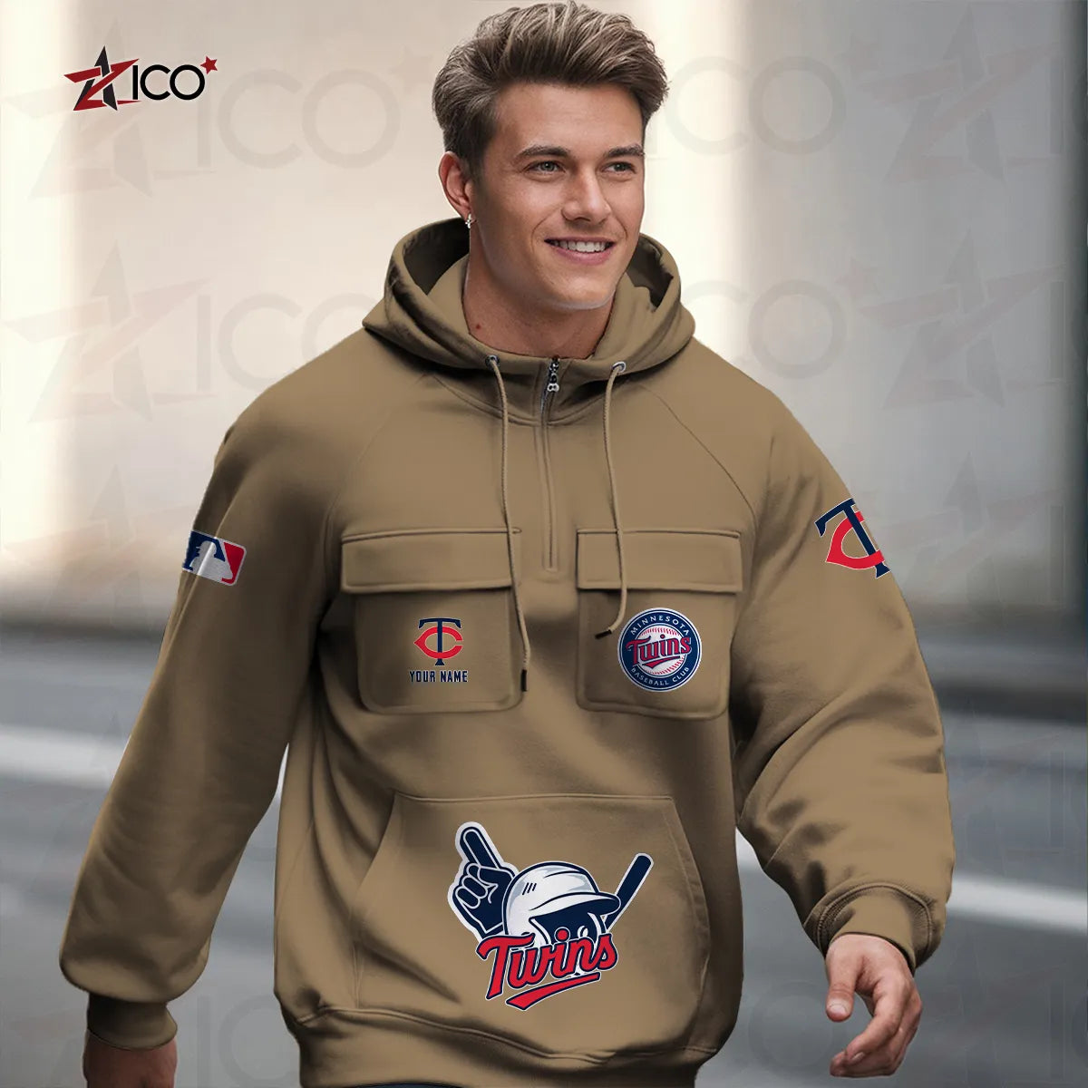 Minnesota Twins New Collection Multi-Pockets Zip Hoodie MLB AZTNMZHD000207