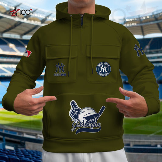 New York Yankees New Collection Multi-Pockets Zip Hoodie MLB AZTNMZHD000209