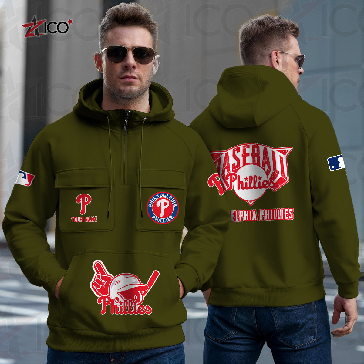 Philadelphia Phillies New Collection Multi-Pockets Zip Hoodie MLB AZTNMZHD000211