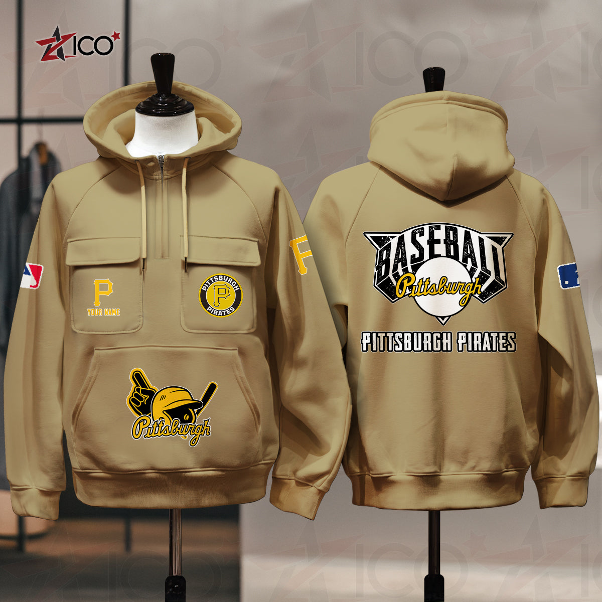 Pittsburgh Pirates New Collection Multi-Pockets Zip Hoodie MLB AZTNMZHD000212