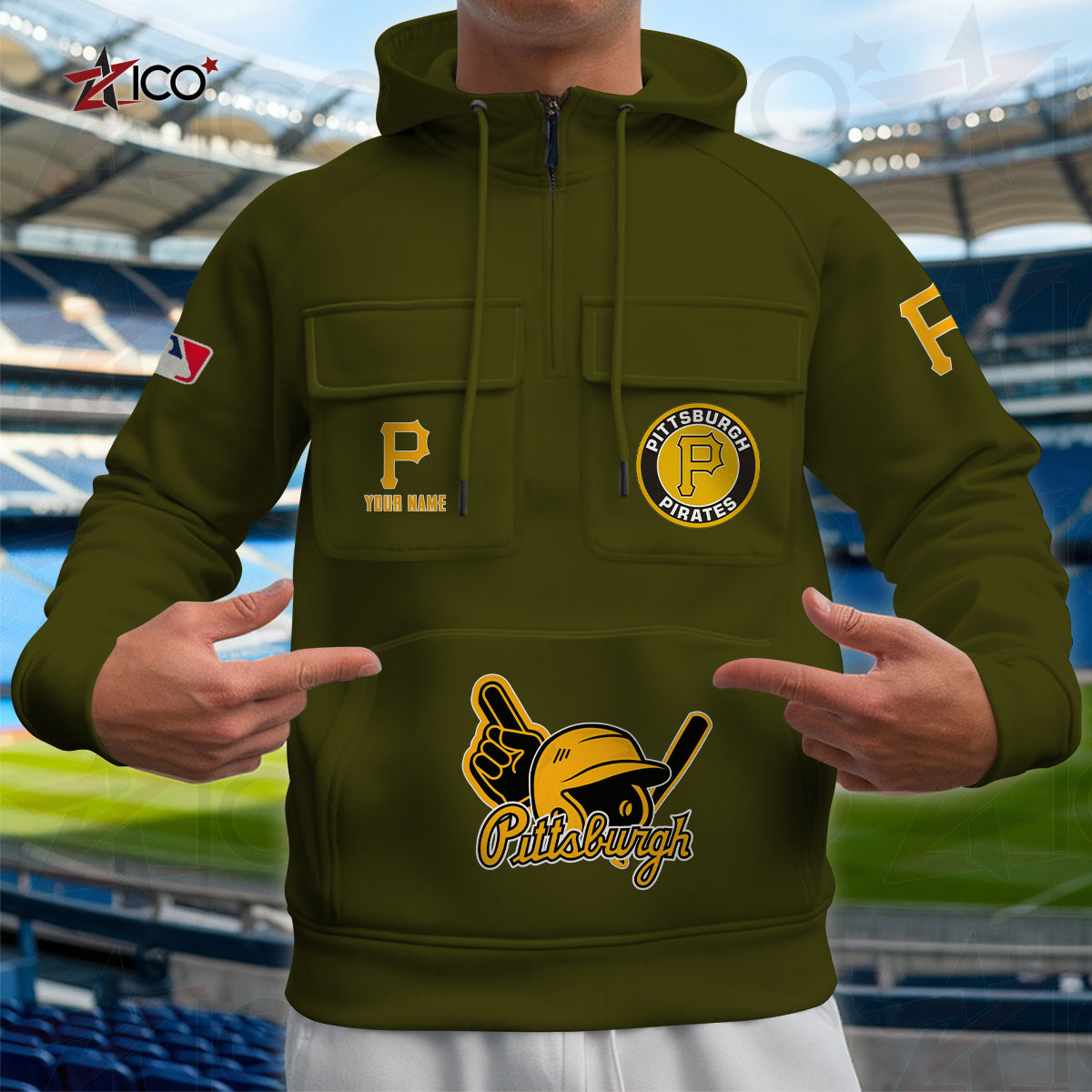 Pittsburgh Pirates New Collection Multi-Pockets Zip Hoodie MLB AZTNMZHD000212