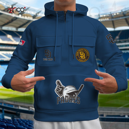 San Diego Padres New Collection Multi-Pockets Zip Hoodie MLB AZTNMZHD000213