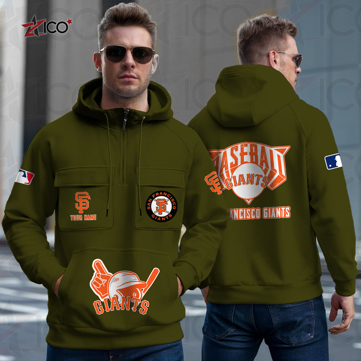 San Francisco Giants New Collection Multi-Pockets Zip Hoodie MLB AZTNMZHD000214