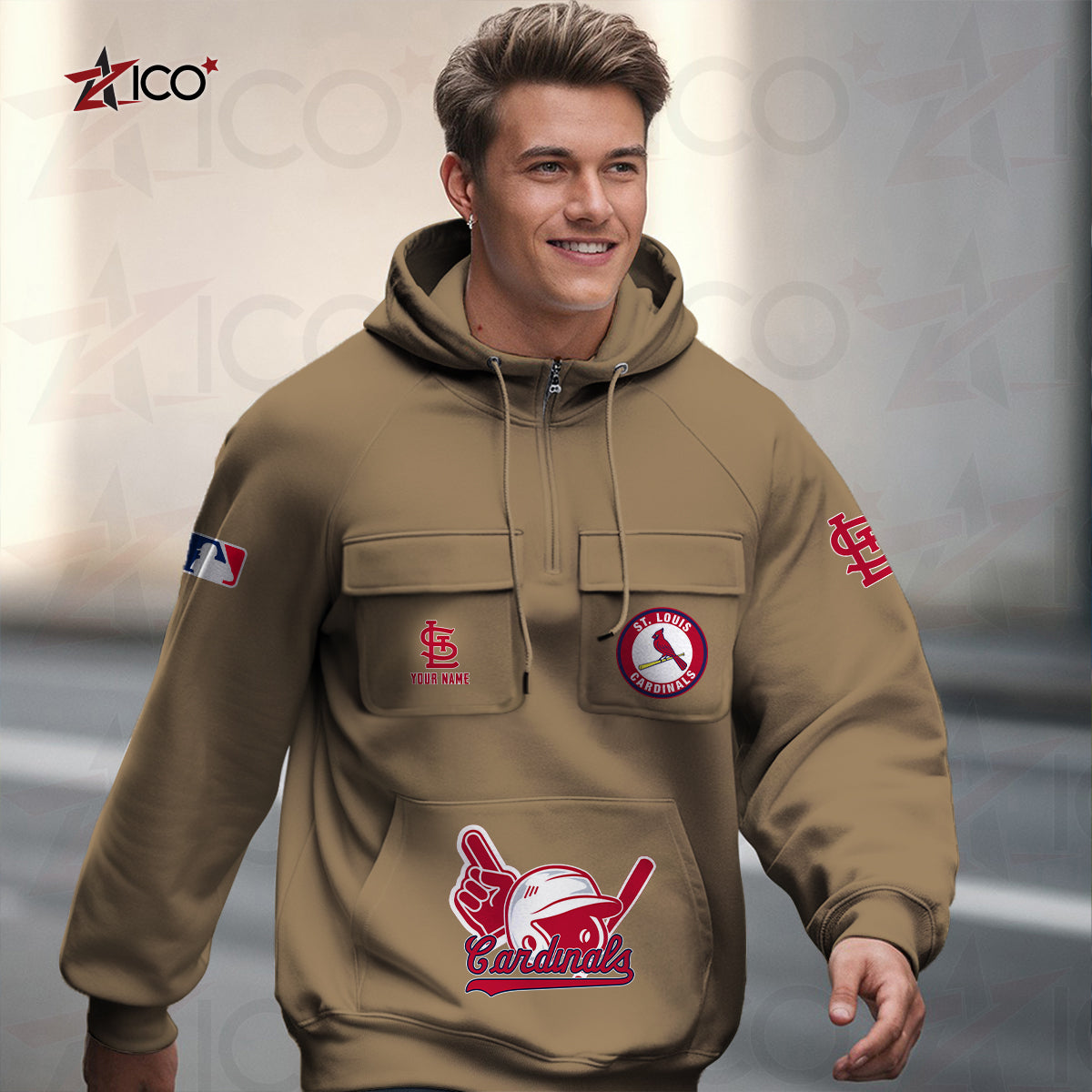 St. Louis Cardinals New Collection Multi-Pockets Zip Hoodie MLB AZTNMZHD000216