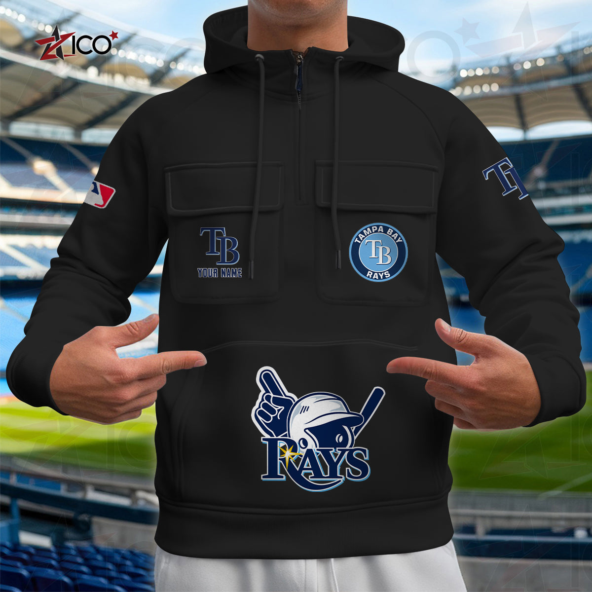 Tampa Bay Rays New Collection Multi-Pockets Zip Hoodie MLB AZTNMZHD000217