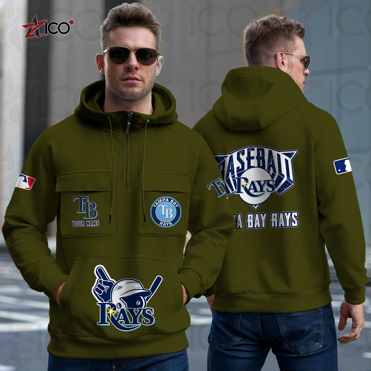 Tampa Bay Rays New Collection Multi-Pockets Zip Hoodie MLB AZTNMZHD000217