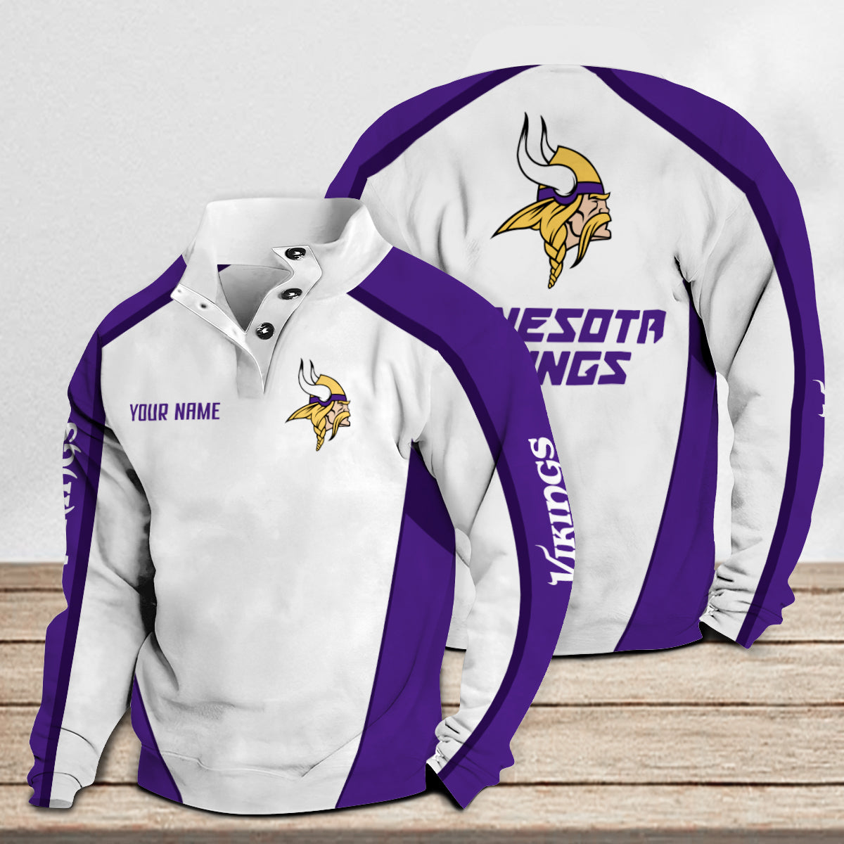 Minnesota Vikings Casual Colorful Stand Collar Sweatshirt Premium Edition AZTNSCSW000105