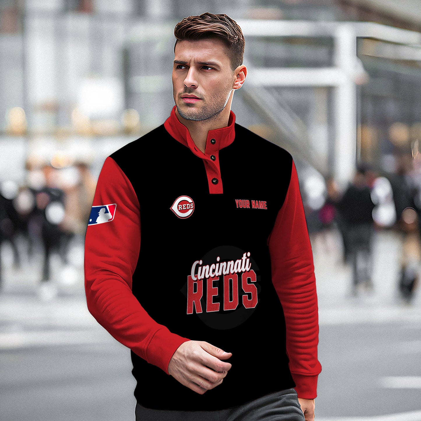 Cincinnati Reds New Collection Casual Stand Collar Sweatshirt MLB AZTNSCSW000417