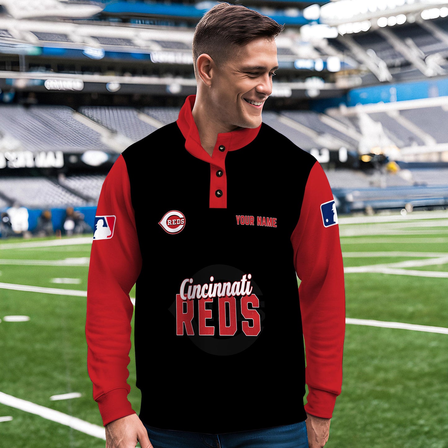 Cincinnati Reds New Collection Casual Stand Collar Sweatshirt MLB AZTNSCSW000417