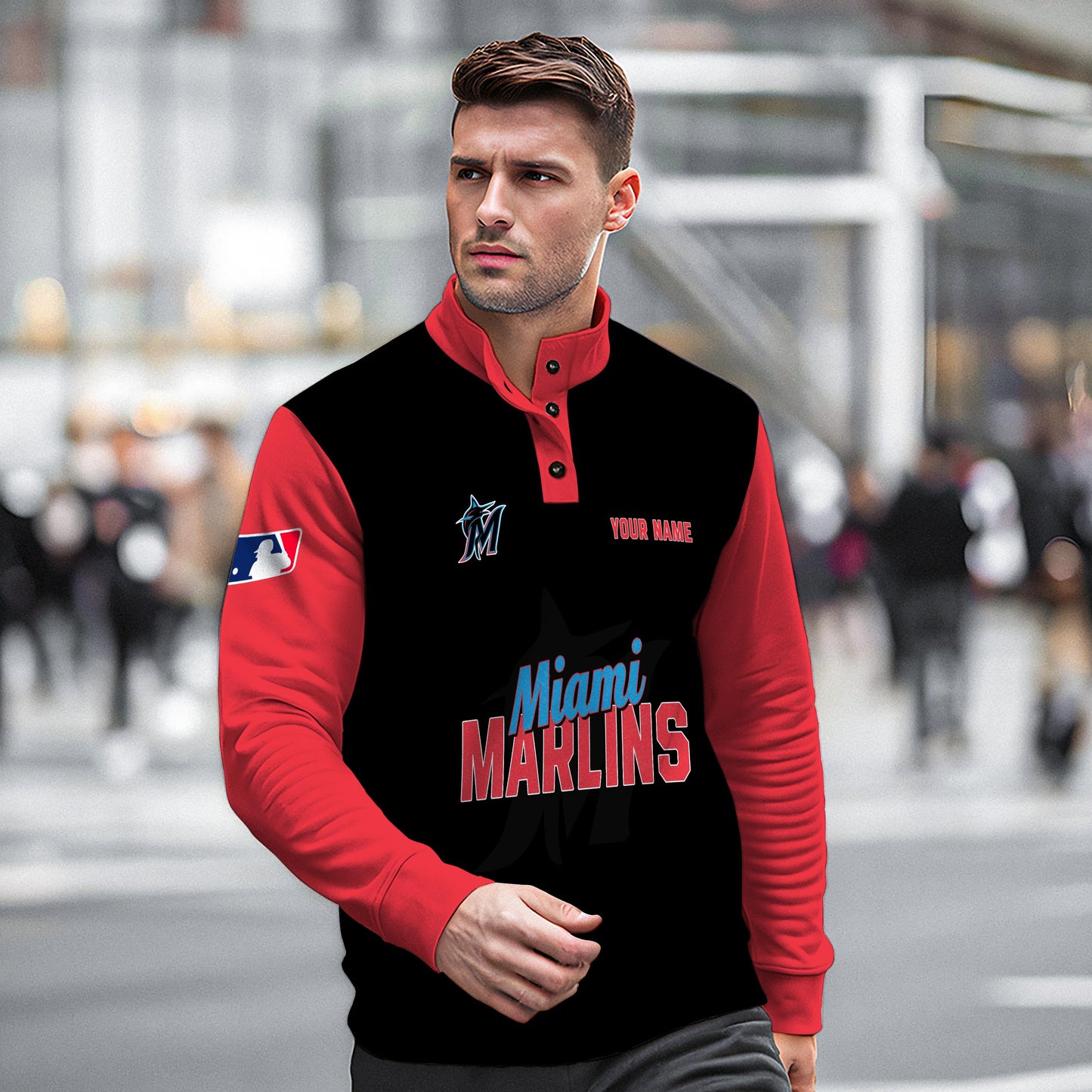 Miami Marlins New Collection Casual Stand Collar Sweatshirt MLB AZTNSCSW000425