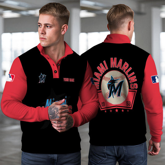 Miami Marlins New Collection Casual Stand Collar Sweatshirt MLB AZTNSCSW000425
