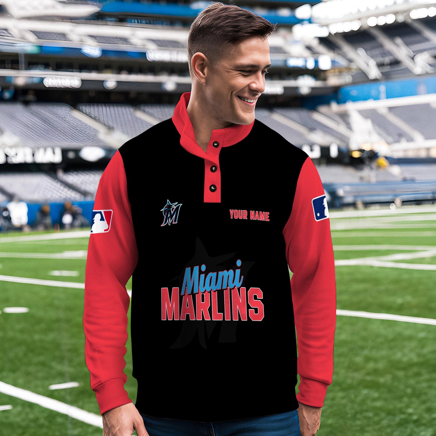 Miami Marlins New Collection Casual Stand Collar Sweatshirt MLB AZTNSCSW000425