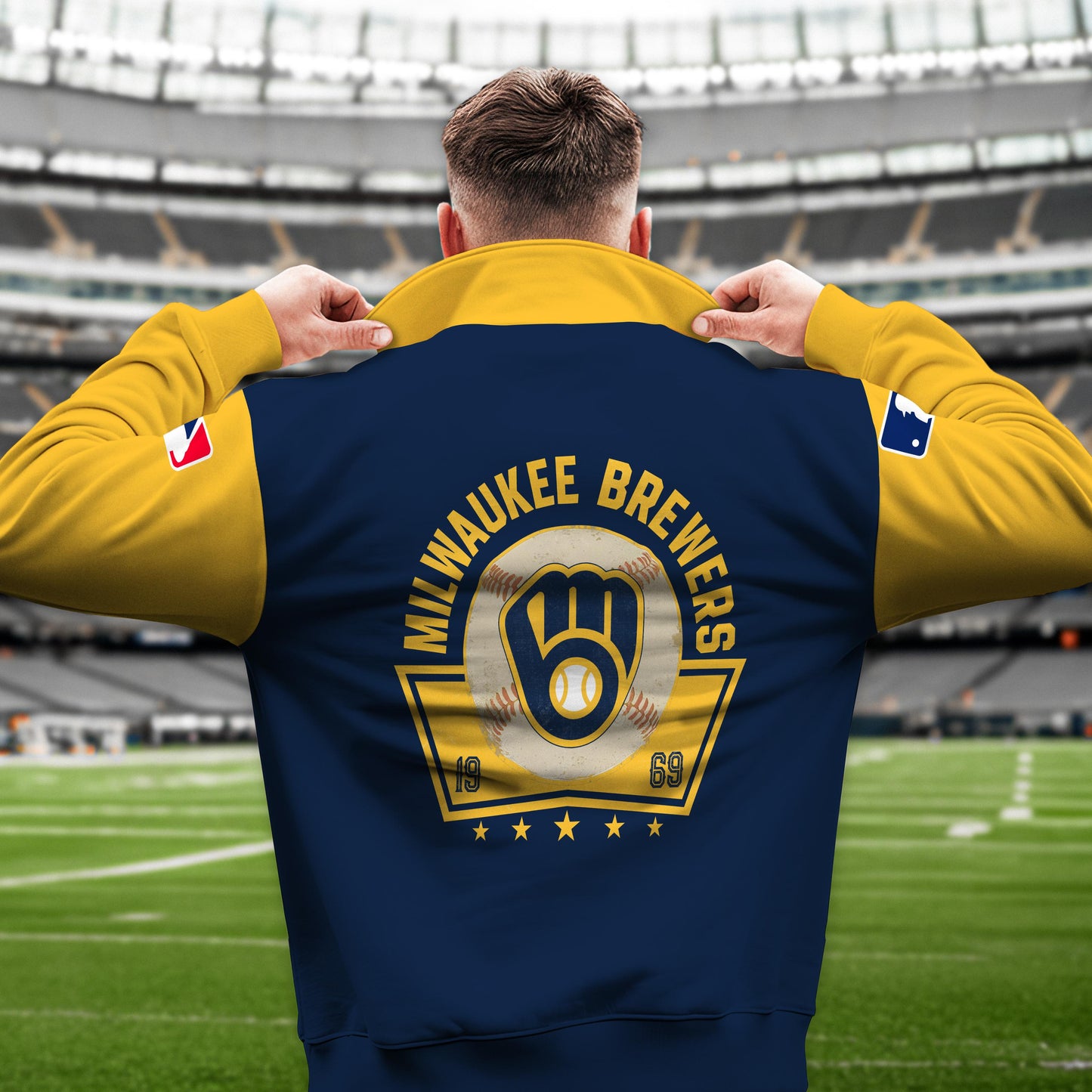 Milwaukee Brewers New Collection Casual Stand Collar Sweatshirt MLB AZTNSCSW000426