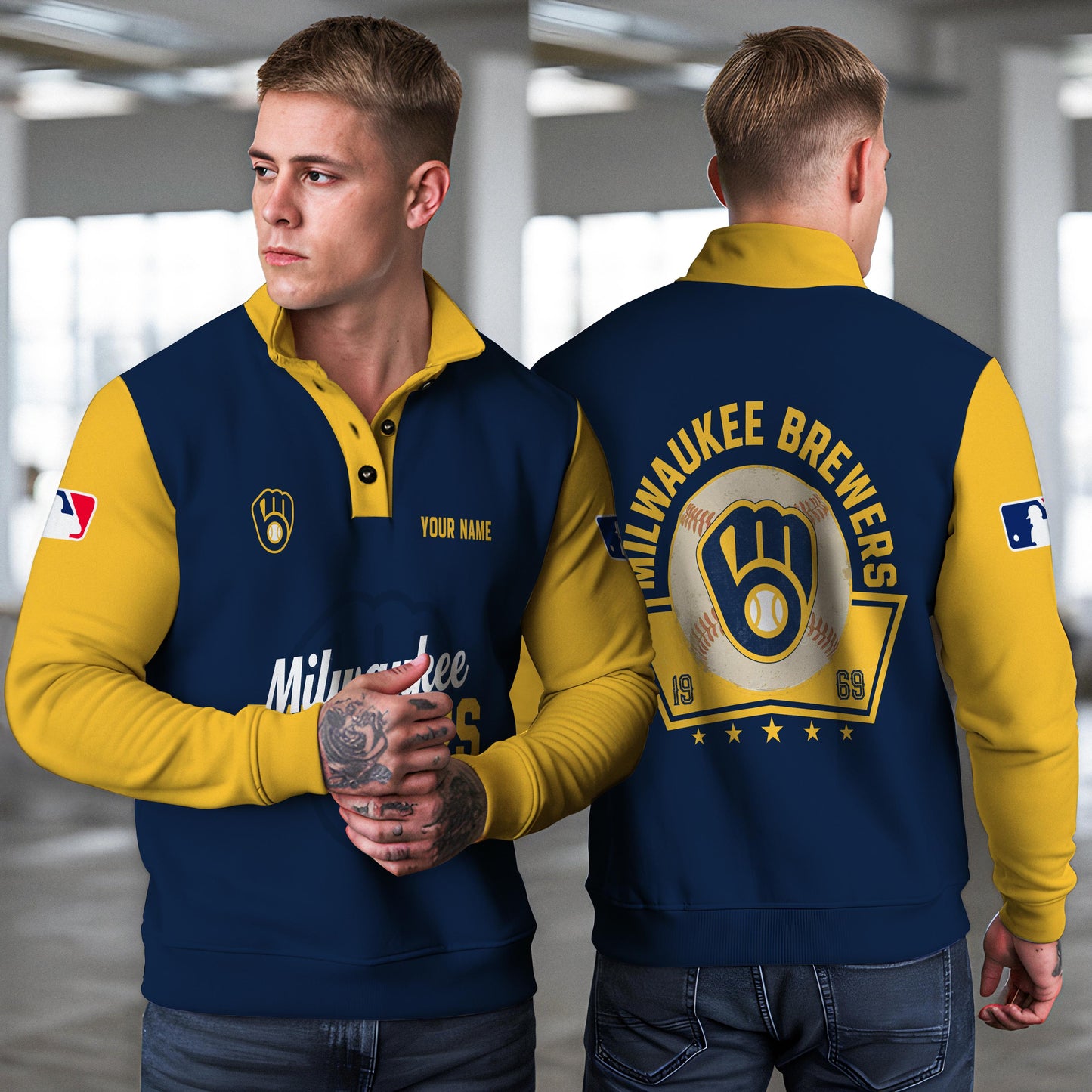 Milwaukee Brewers New Collection Casual Stand Collar Sweatshirt MLB AZTNSCSW000426