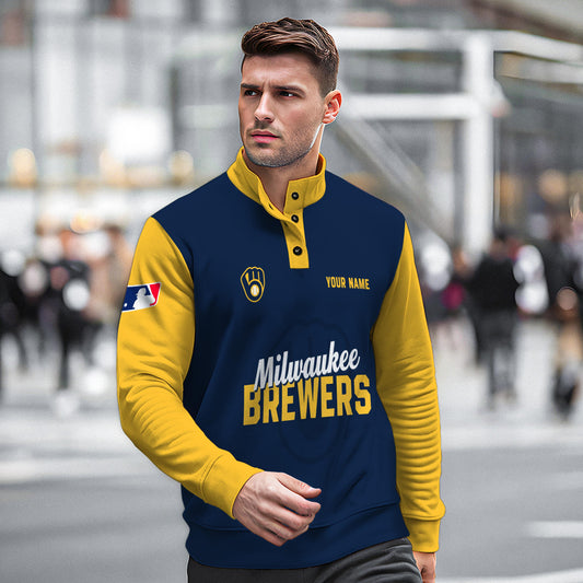 Milwaukee Brewers New Collection Casual Stand Collar Sweatshirt MLB AZTNSCSW000426