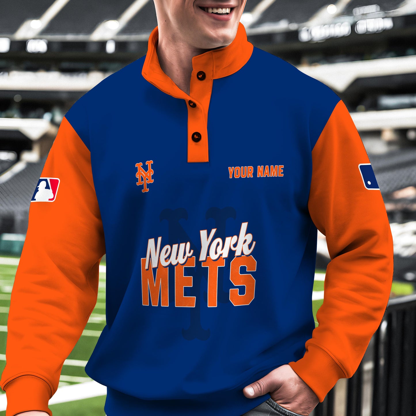 New York Mets New Collection Casual Stand Collar Sweatshirt MLB AZTNSCSW000428