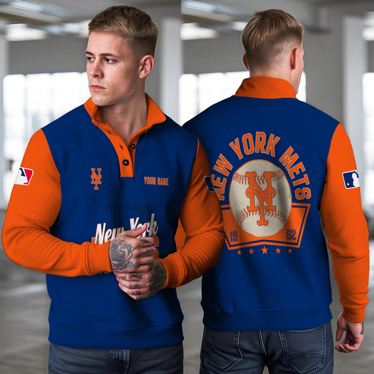 New York Mets New Collection Casual Stand Collar Sweatshirt MLB AZTNSCSW000428