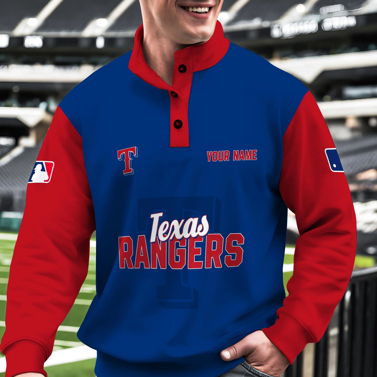 Texas Rangers New Collection Casual Stand Collar Sweatshirt MLB AZTNSCSW000438