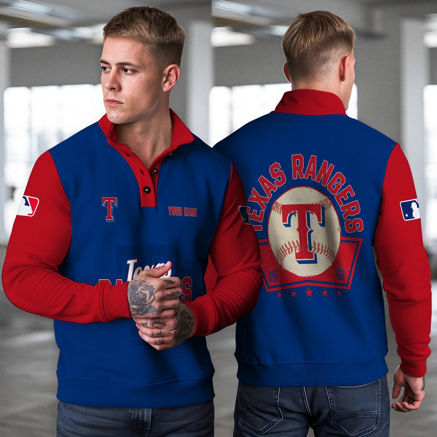 Texas Rangers New Collection Casual Stand Collar Sweatshirt MLB AZTNSCSW000438