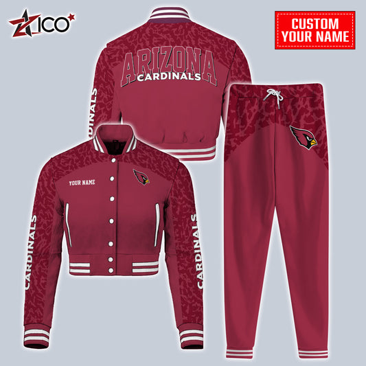 Arizona Cardinals Combo Crop Varsity Jacket And Sweatspants Limited Edition AZTNVJSP000001