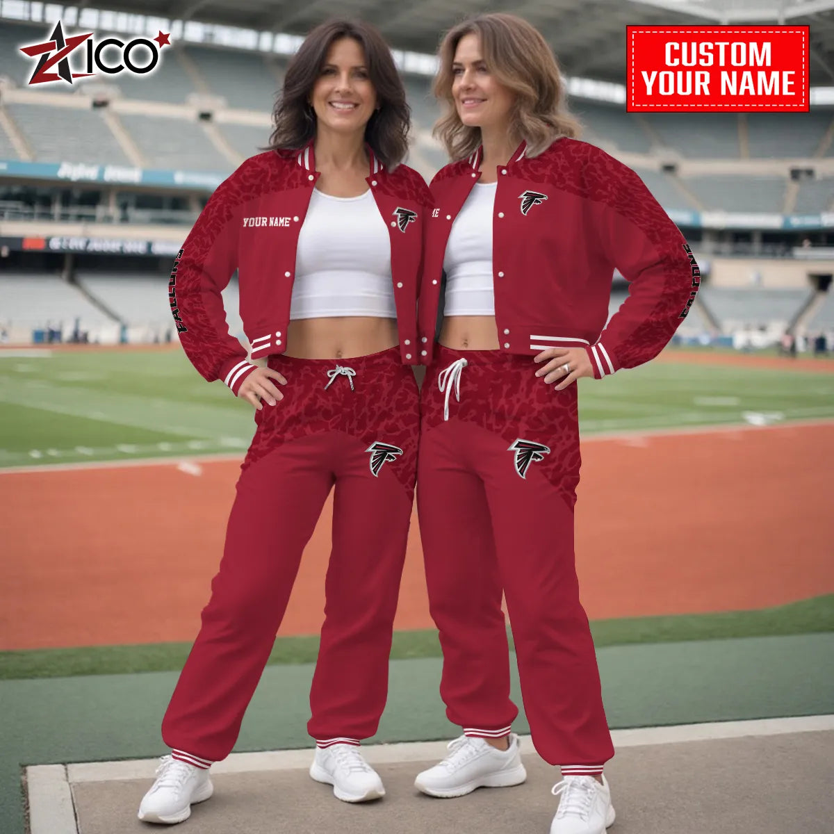 Atlanta Falcons Combo Crop Varsity Jacket And Sweatspants Limited Edition AZTNVJSP000002
