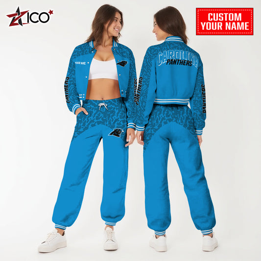 Carolina Panthers Combo Crop Varsity Jacket And Sweatspants Limited Edition AZTNVJSP000003