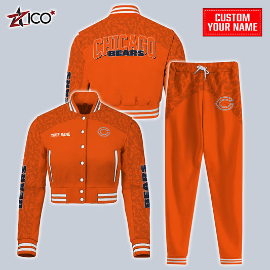 Chicago Bears Combo Crop Varsity Jacket And Sweatspants Limited Edition AZTNVJSP000004