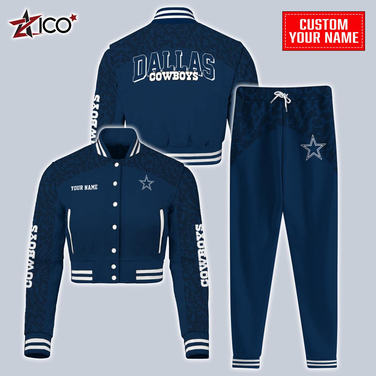 Dallas Cowboys Combo Crop Varsity Jacket And Sweatspants Limited Edition AZTNVJSP000005