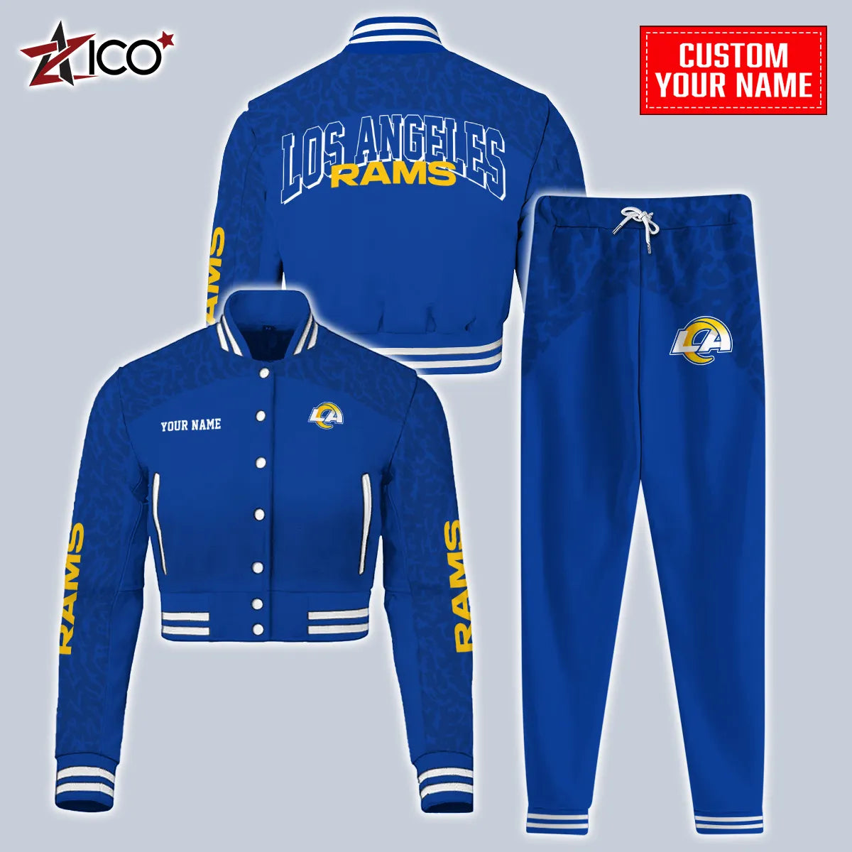 Los Angeles Rams Combo Crop Varsity Jacket And Sweatspants Limited Edition AZTNVJSP000008