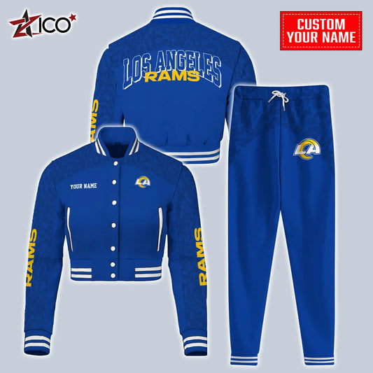 Los Angeles Rams Combo Crop Varsity Jacket And Sweatspants Limited Edition AZTNVJSP000008