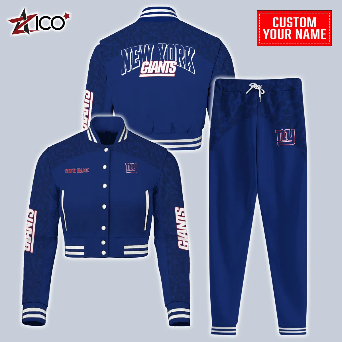 New York Giants Combo Crop Varsity Jacket And Sweatspants Limited Edition AZTNVJSP000011