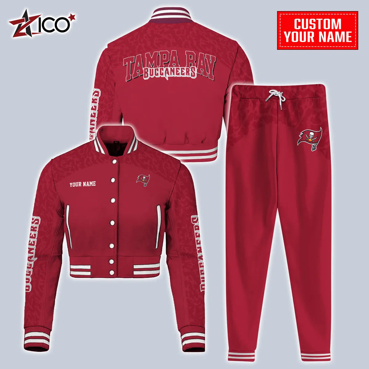 Tampa Bay Buccaneers Combo Crop Varsity Jacket And Sweatspants Limited Edition AZTNVJSP000015
