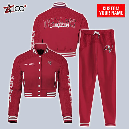 Tampa Bay Buccaneers Combo Crop Varsity Jacket And Sweatspants Limited Edition AZTNVJSP000015
