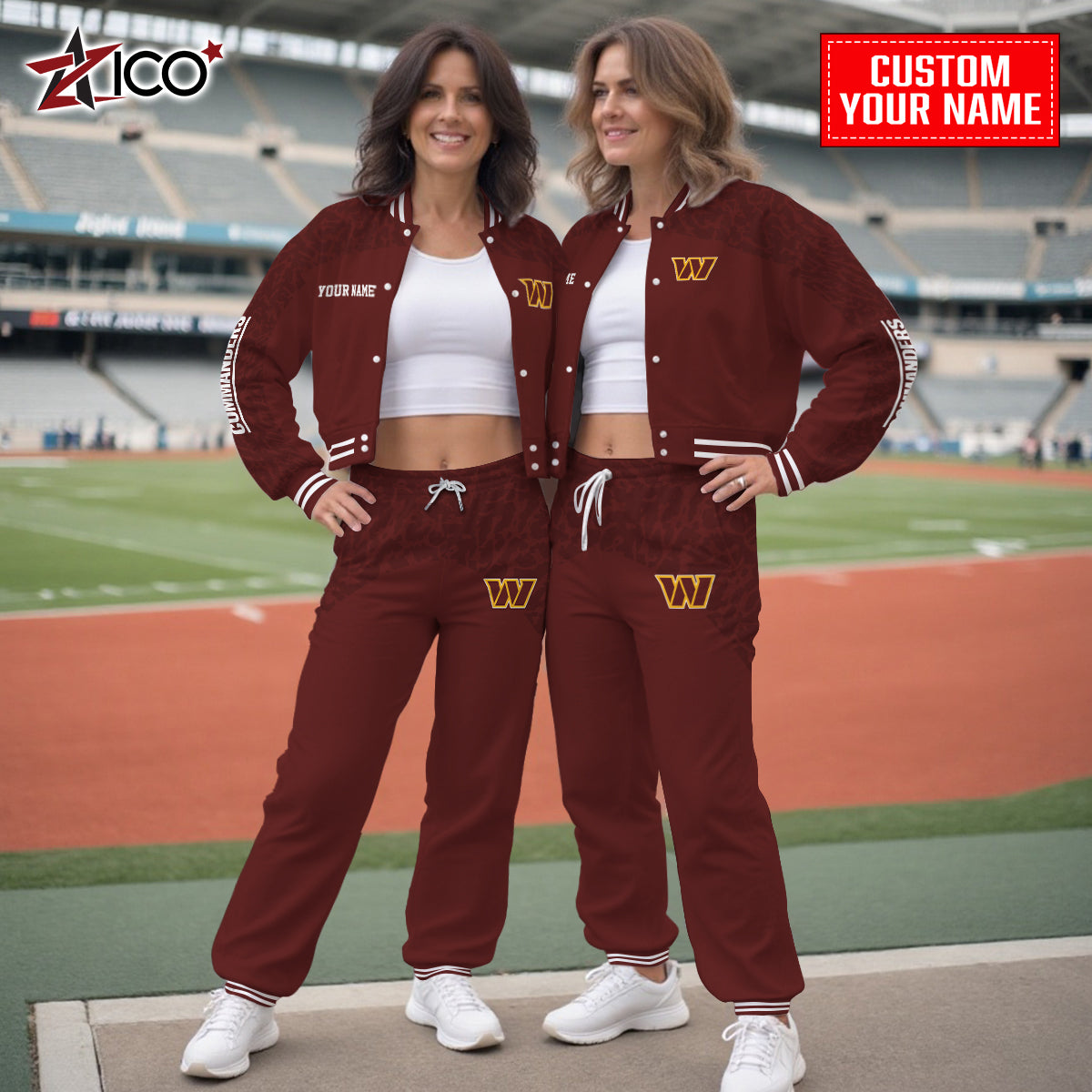 Washington Commanders Combo Crop Varsity Jacket And Sweatspants Limited Edition AZTNVJSP000016